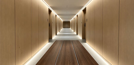 Consistent Wall Paneling for Hotel Corridors